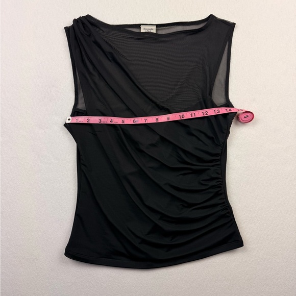 Abercrombie & Fitch Mesh Draped Slash Top | Black | Size M | Like New - Picture 5 of 7
